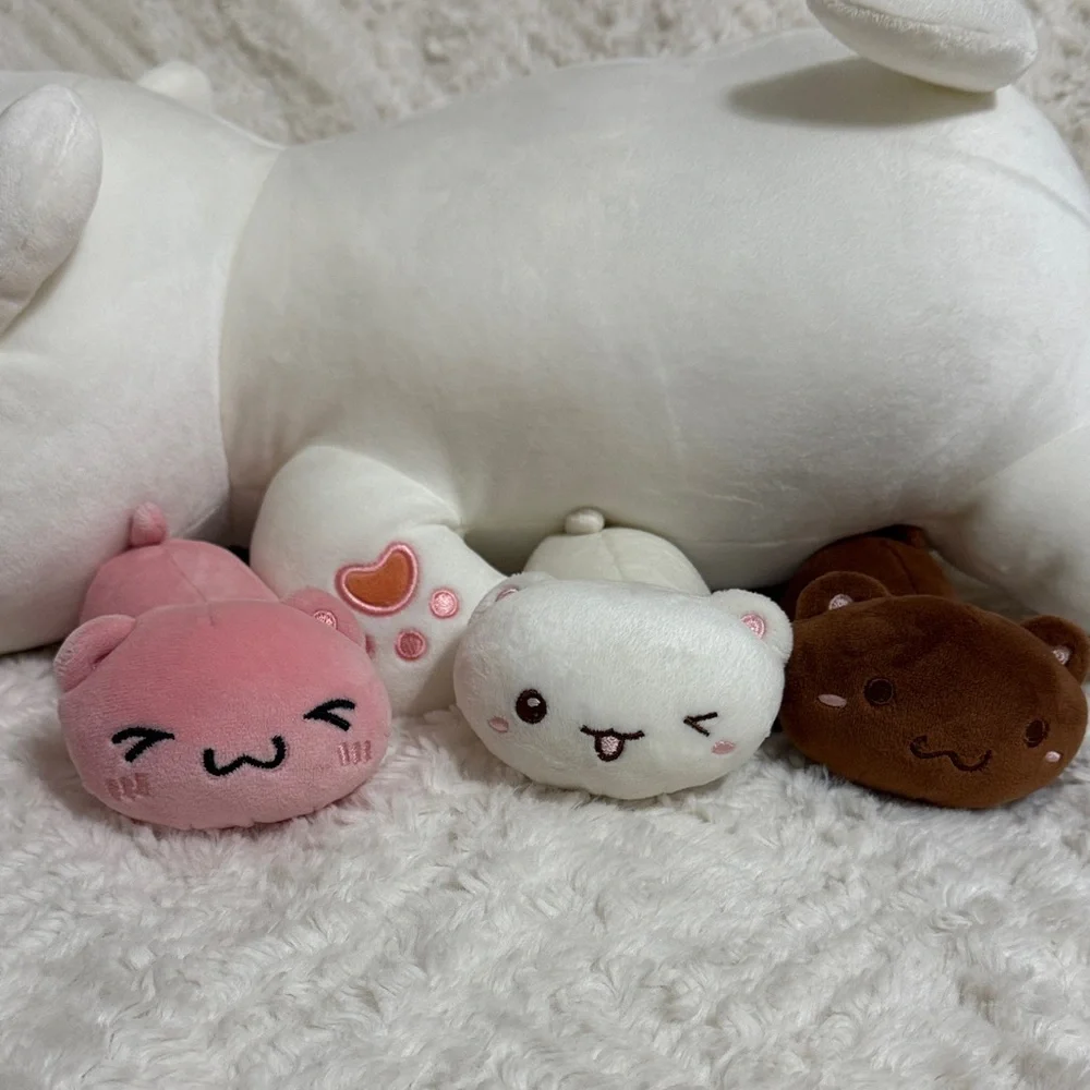 Adorable Cat Plush Toy Collection - White, Pink, Brown